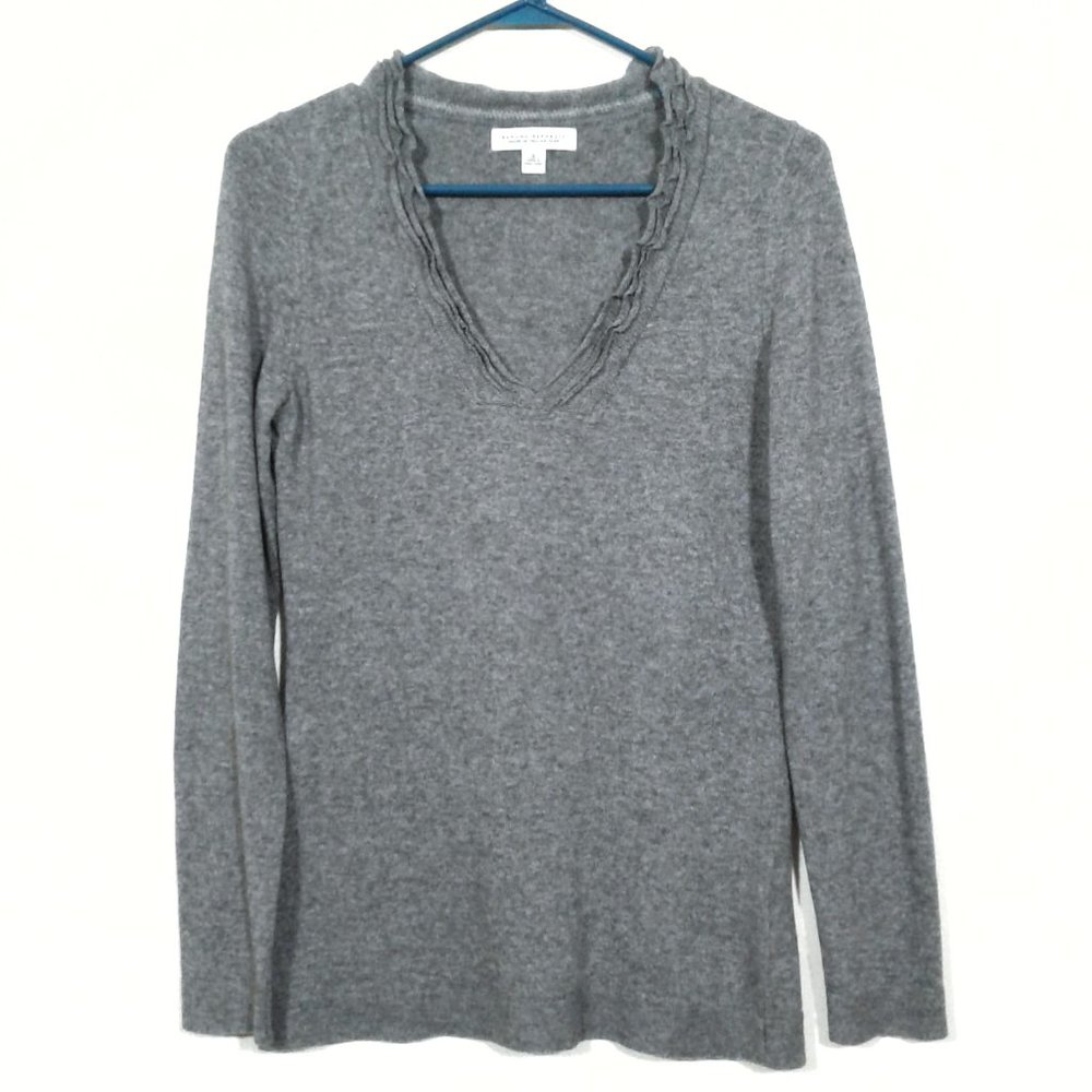 Banana Republic wool cashmere ruffled v neck